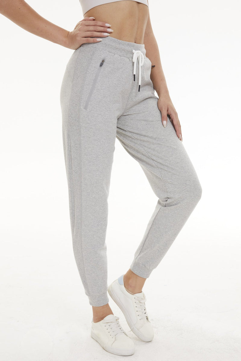 Joggers for Women with Zipper Pockets Wide Leg Bottom Soft Cotton