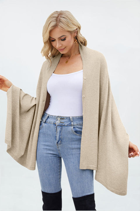 Women One Piece Shawls with Button Closure