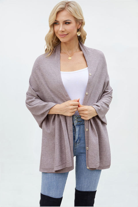 Women One Piece Shawls with Button Closure