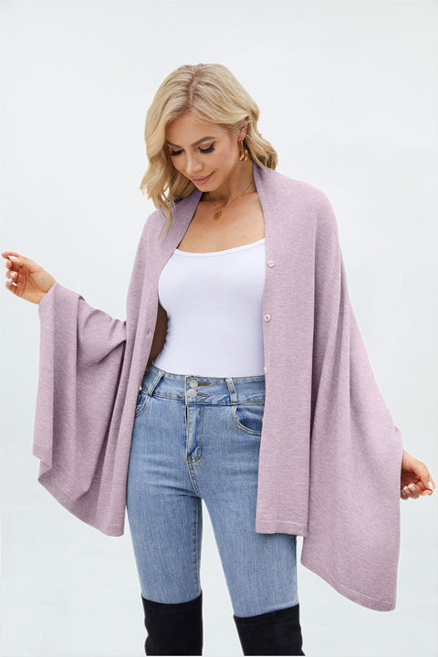 Women One Piece Shawls with Button Closure