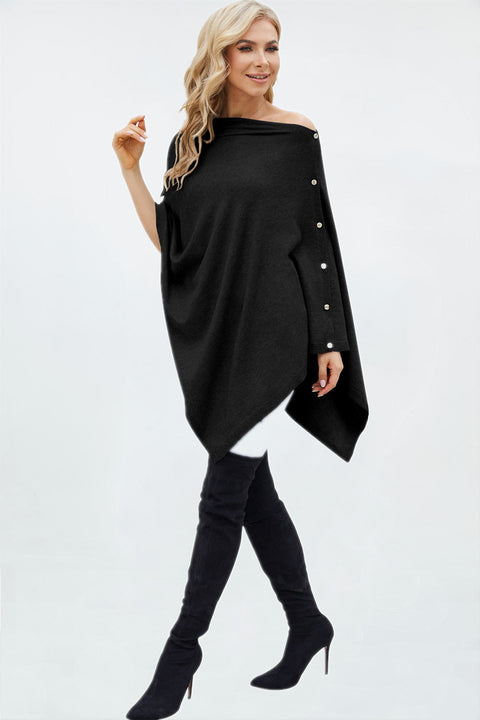 Women One Piece Shawls with Button Closure