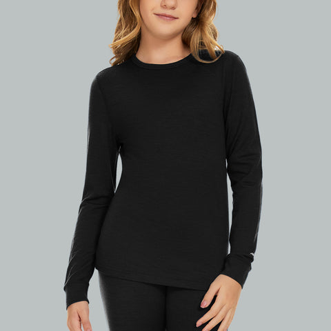 IGUANA Kid's Unisex 190 Merino Wool Base Layer Top Long Sleeve Crew Thermal Top
