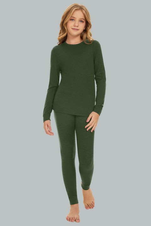 IGUANA Kid's Unisex 190 Merino Wool Base Layer Set Thermal Top and Bottom