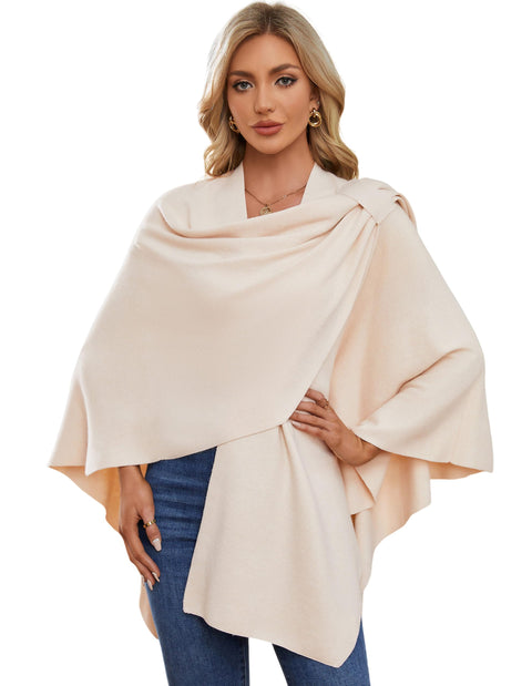 Womens Large Cross Front Poncho Sweater Knitted Shawls
