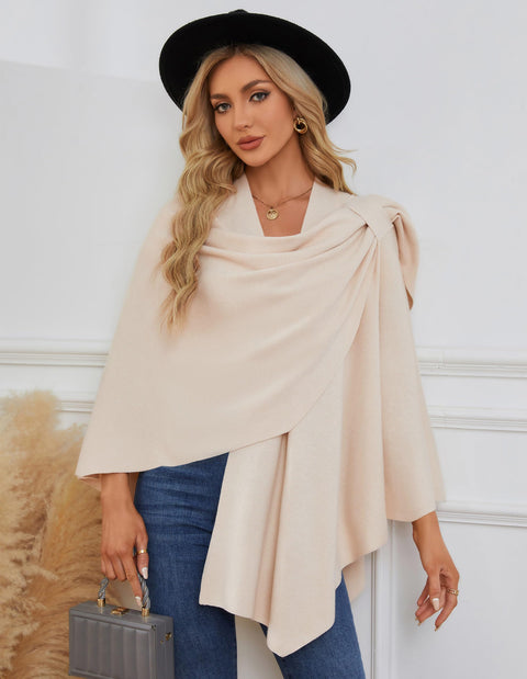Womens Large Cross Front Poncho Sweater Knitted Shawls