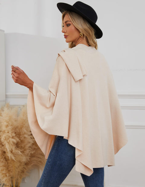 Womens Large Cross Front Poncho Sweater Knitted Shawls