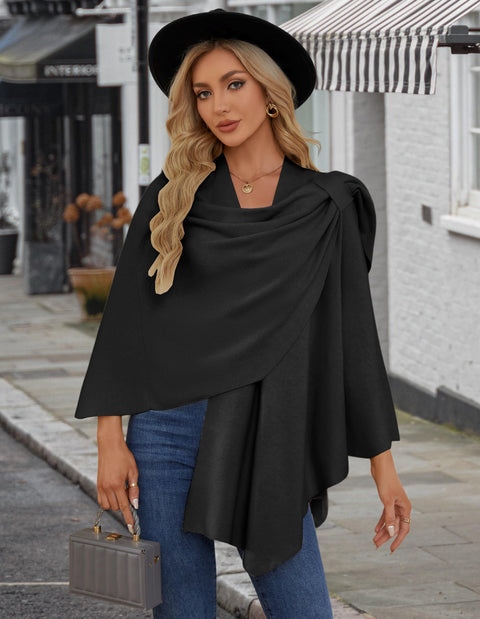 Womens Large Cross Front Poncho Sweater Knitted Shawls