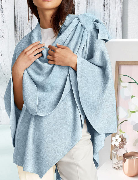 Womens Large Cross Front Poncho Sweater Knitted Shawls