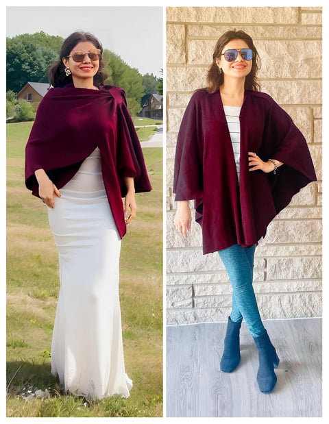 Womens Large Cross Front Poncho Sweater Knitted Shawls