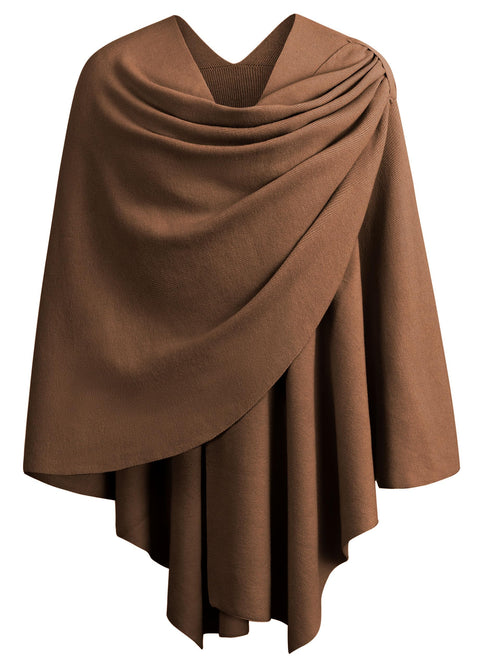 Womens Large Cross Front Poncho Sweater Knitted Shawls