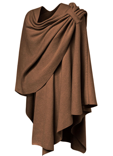 Womens Large Cross Front Poncho Sweater Knitted Shawls