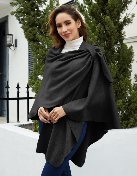 Womens Large Cross Front Poncho Sweater Knitted Shawls