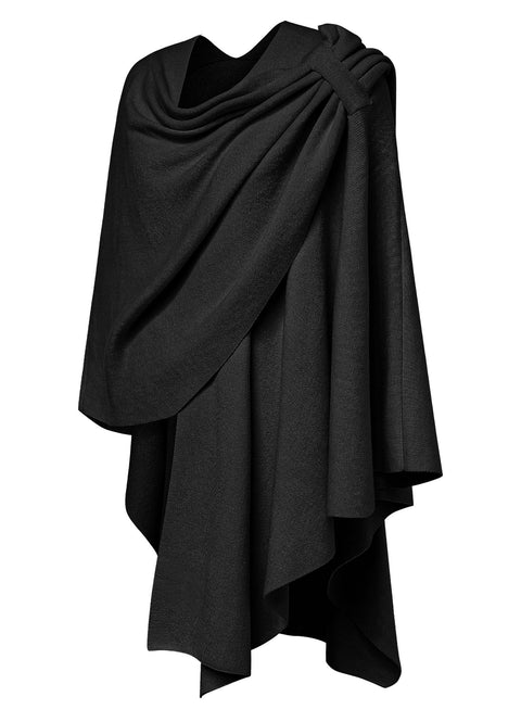 Womens Large Cross Front Poncho Sweater Knitted Shawls