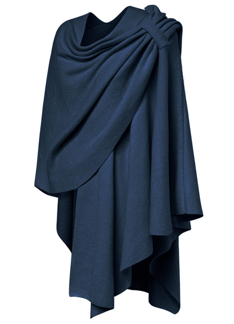Womens Large Cross Front Poncho Sweater Knitted Shawls