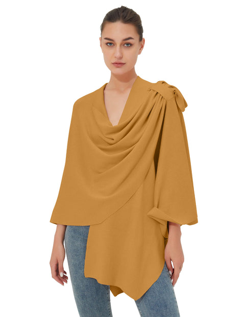 Womens Large Cross Front Poncho Sweater Knitted Shawls