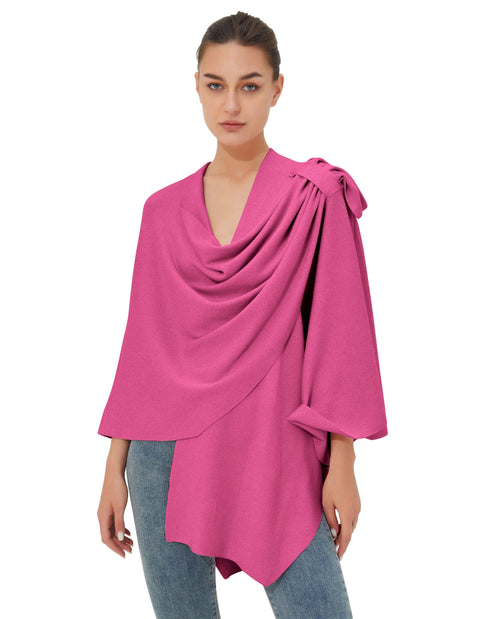 Womens Large Cross Front Poncho Sweater Knitted Shawls