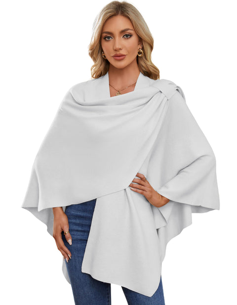 Womens Large Cross Front Poncho Sweater Knitted Shawls