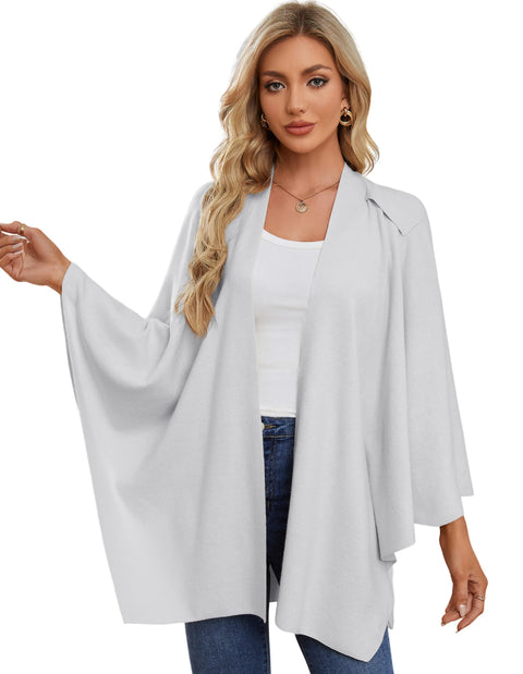 Womens Large Cross Front Poncho Sweater Knitted Shawls