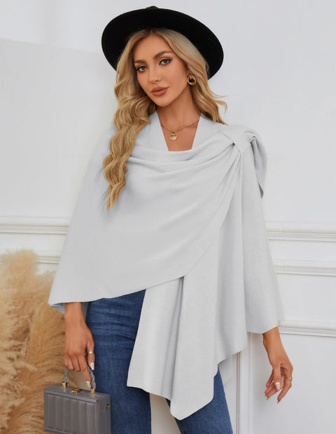 Womens Large Cross Front Poncho Sweater Knitted Shawls