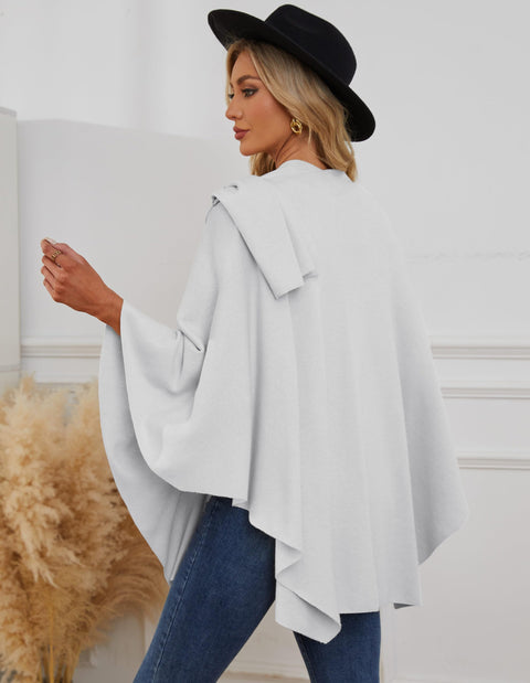 Womens Large Cross Front Poncho Sweater Knitted Shawls