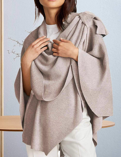 Womens Large Cross Front Poncho Sweater Knitted Shawls