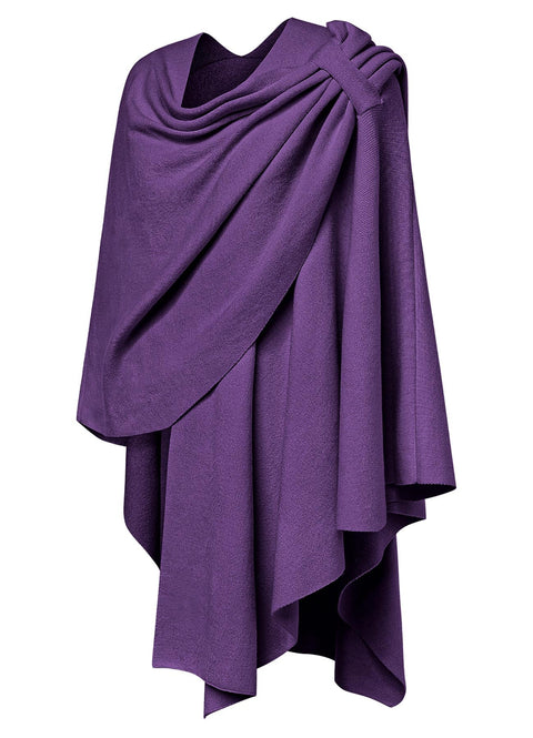 Womens Large Cross Front Poncho Sweater Knitted Shawls