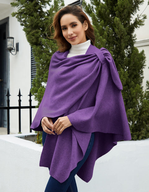 Womens Large Cross Front Poncho Sweater Knitted Shawls