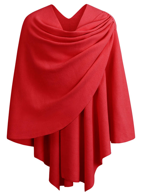 Womens Large Cross Front Poncho Sweater Knitted Shawls