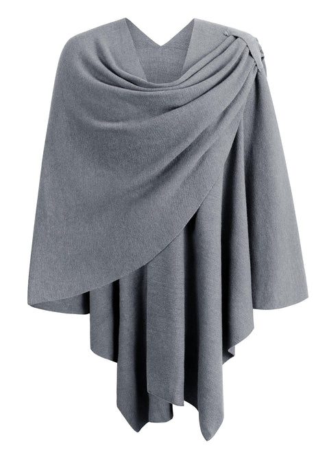 Womens Large Cross Front Poncho Sweater Knitted Shawls