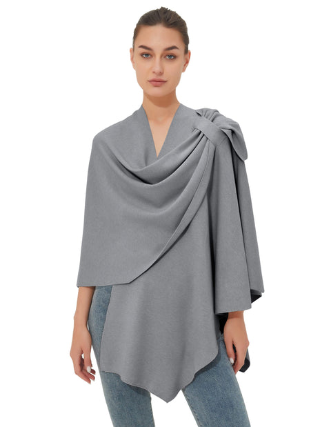 Womens Large Cross Front Poncho Sweater Knitted Shawls