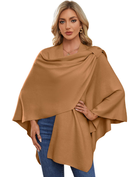 Womens Large Cross Front Poncho Sweater Knitted Shawls