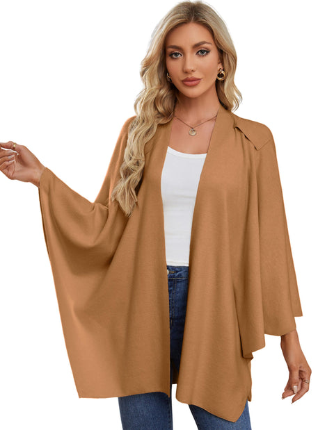 Womens Large Cross Front Poncho Sweater Knitted Shawls