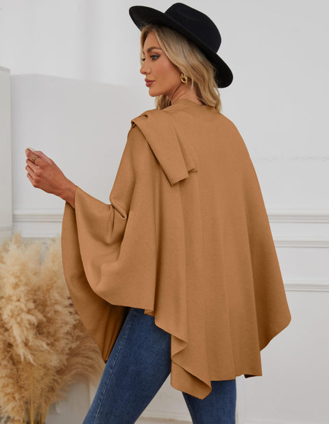 Womens Large Cross Front Poncho Sweater Knitted Shawls