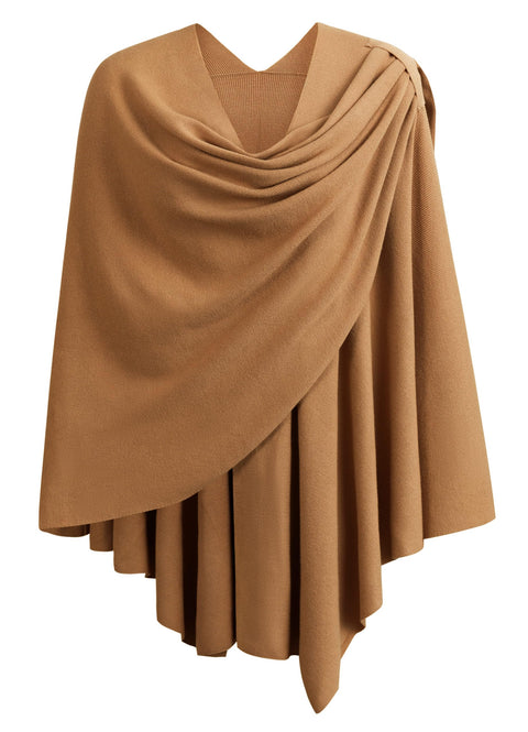 Womens Large Cross Front Poncho Sweater Knitted Shawls