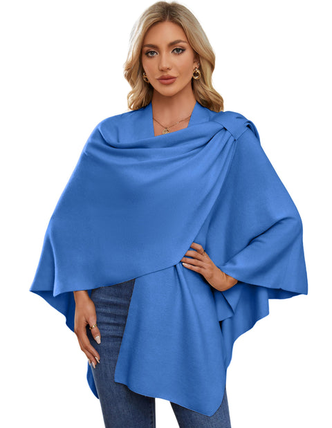 Womens Large Cross Front Poncho Sweater Knitted Shawls