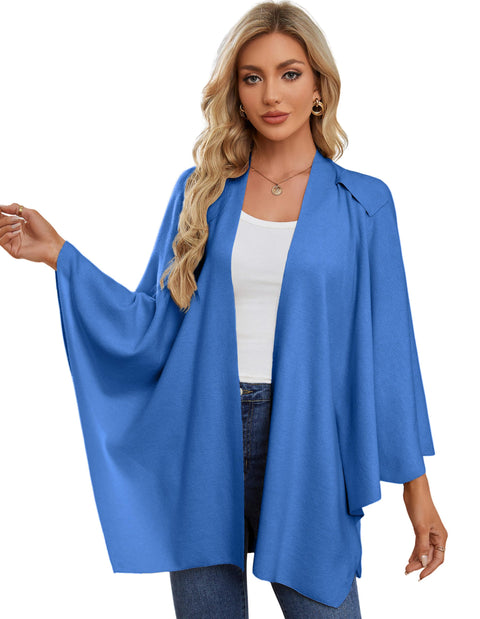 Womens Large Cross Front Poncho Sweater Knitted Shawls
