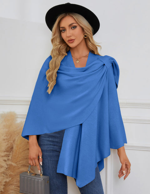 Womens Large Cross Front Poncho Sweater Knitted Shawls