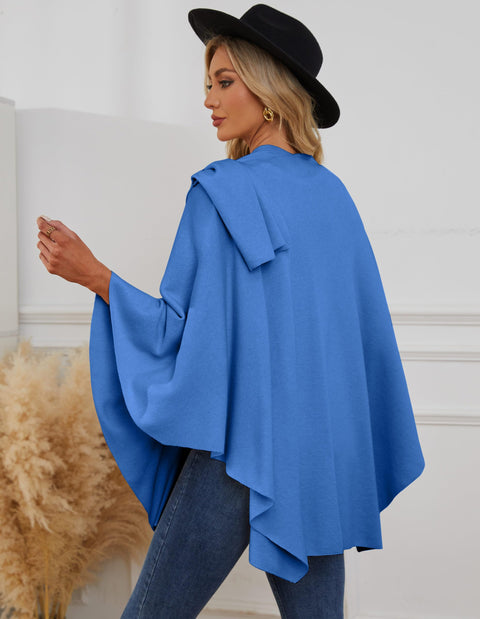 Womens Large Cross Front Poncho Sweater Knitted Shawls