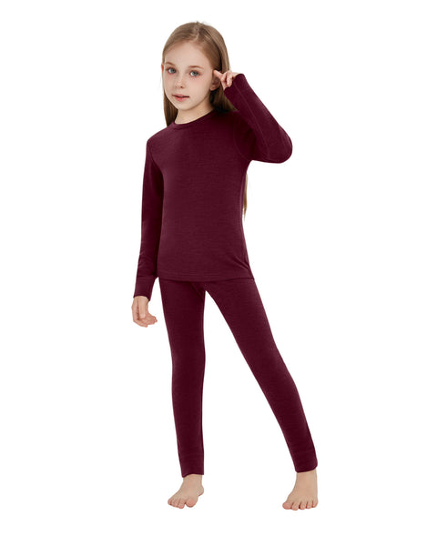 Kid's 260 Merino Wool Unisex Base Layer Set Midweight Thermal Underwear Set
