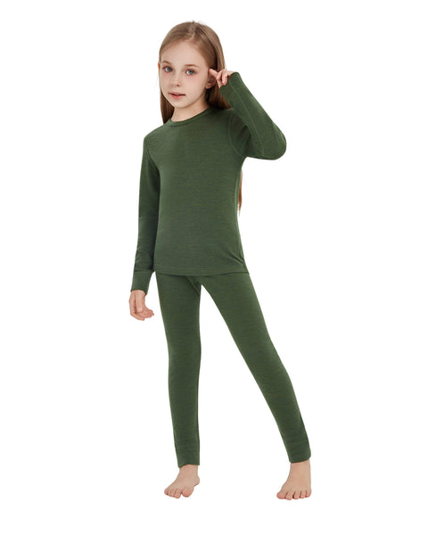 Kid's 260 Merino Wool Unisex Base Layer Set Midweight Thermal Underwear Set