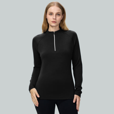 IGUANA Women's 260 Merino Wool Half Zip Top Long Sleeve Thermal Top