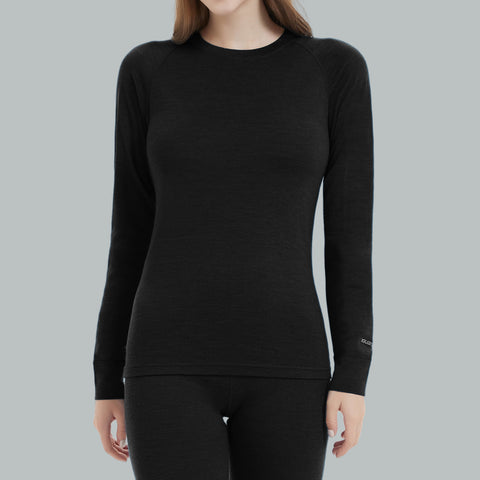 IGUANA Women's 190 Merino Wool Base Layer Shirt Long Sleeve Crew Thermal Top