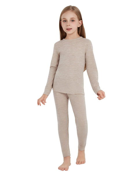 Kid's 260 Merino Wool Unisex Base Layer Set Midweight Thermal Underwear Set