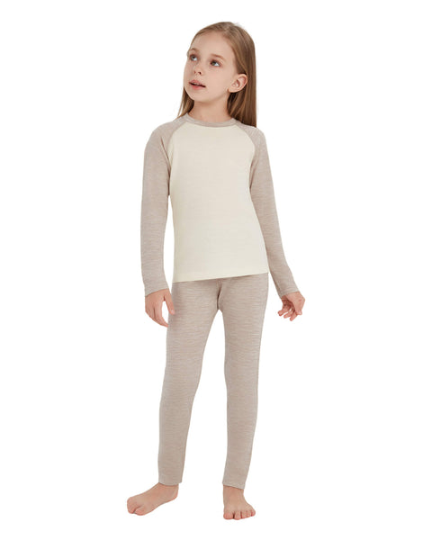 Kid's 260 Merino Wool Unisex Base Layer Set Midweight Thermal Underwear Set