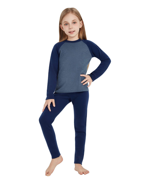 Kid's 260 Merino Wool Unisex Base Layer Set Midweight Thermal Underwear Set