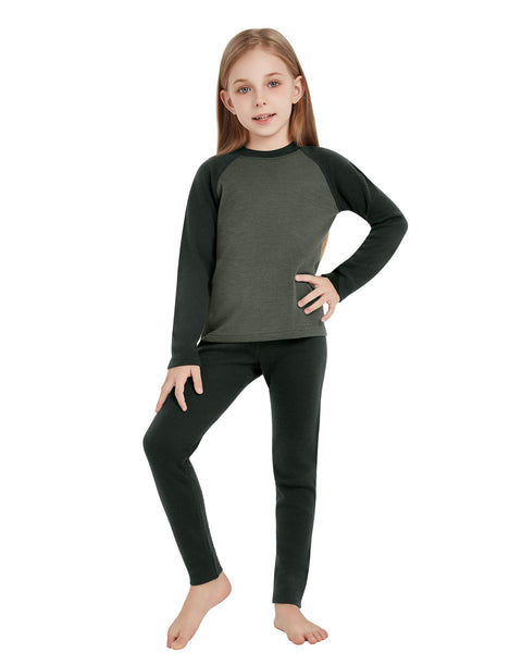Kid's 260 Merino Wool Unisex Base Layer Set Midweight Thermal Underwear Set