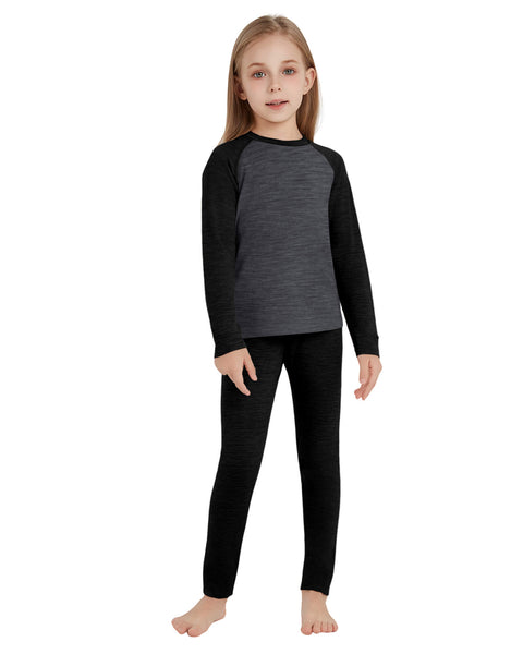 Kid's 260 Merino Wool Unisex Base Layer Set Midweight Thermal Underwear Set