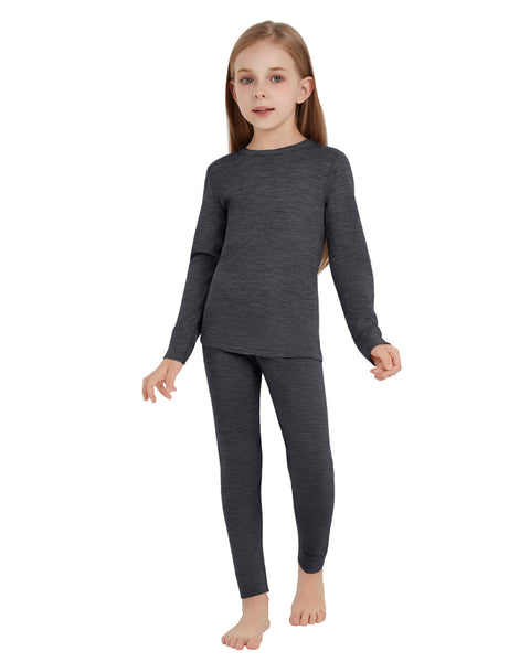 Kid's 260 Merino Wool Unisex Base Layer Set Midweight Thermal Underwear Set