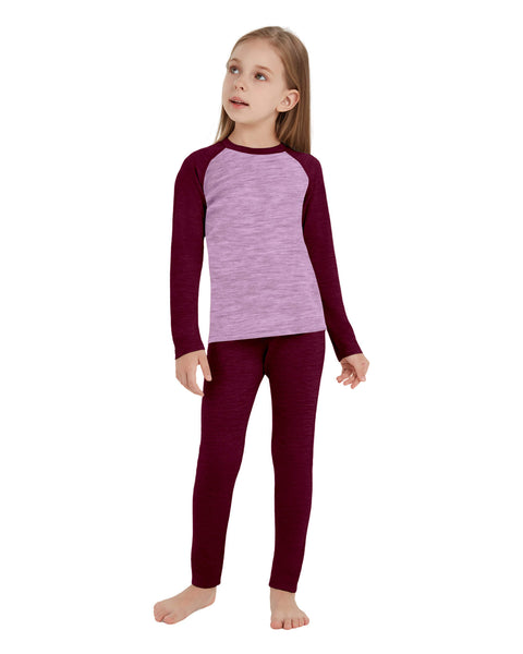 Kid's 260 Merino Wool Unisex Base Layer Set Midweight Thermal Underwear Set