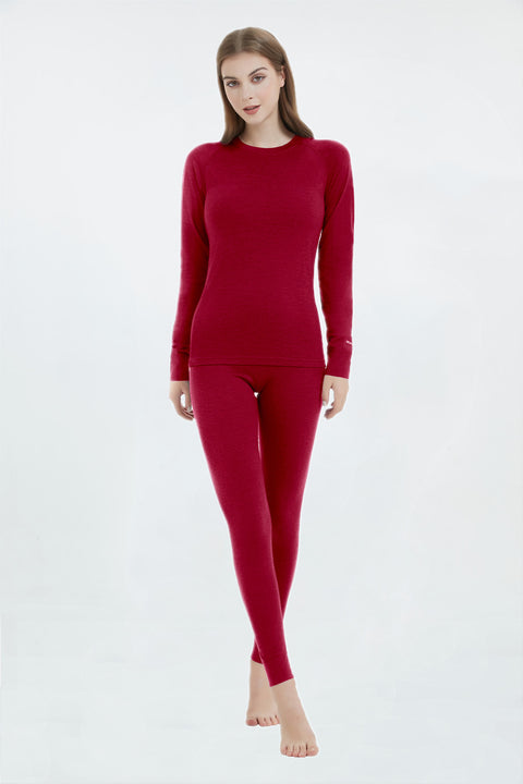 IGUANA Women's 190 Merino Wool Base Layer Set Thermal Top and Bottom